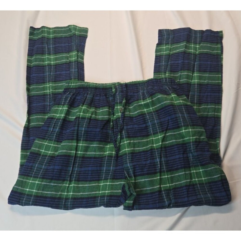 Northern Expedition Limited Flannel Pajama Pants for Men XL Green Blue Plaid